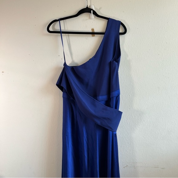 Ted Baker Dress Dark Blue Ivena Asymmetric Knit Bodice w/ Satin Skirt Sz 12 NWT - Picture 13 of 16